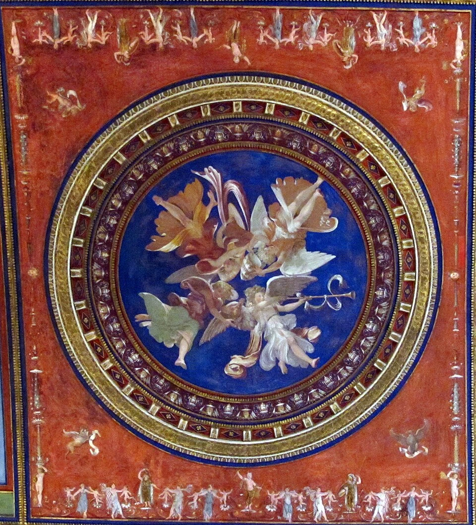 Perin del Vaga - Sala dei Pontefici, volta con affreschi di Giovanni da Udine e Pierin del Vaga, Appartamento Borgia, Città del Vaticano